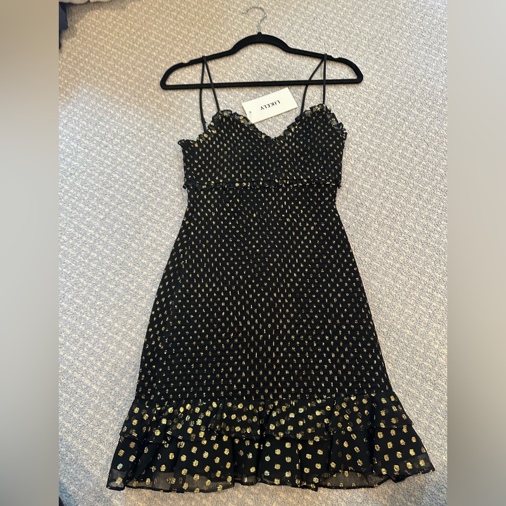 LIKELY Metallic Dot Zephra Dress NWT
